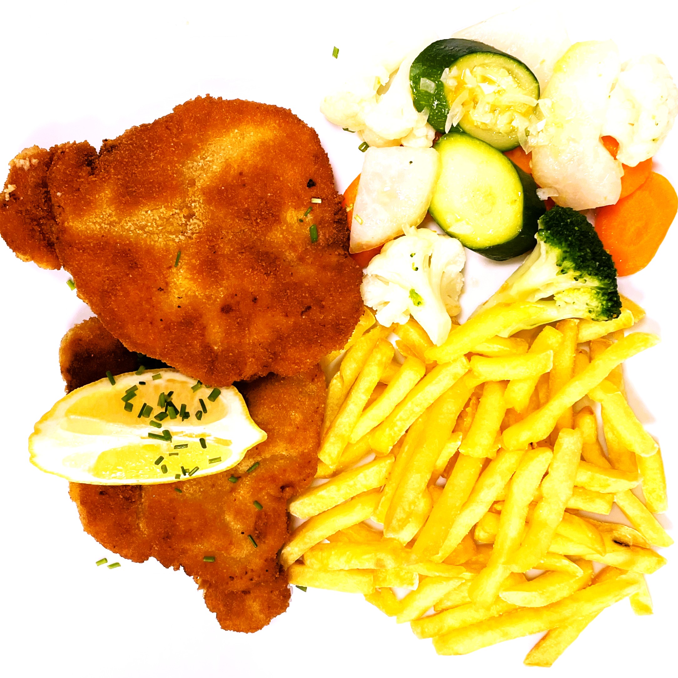 Frisches Gemüse mit Kroketten im Restaurant Erle